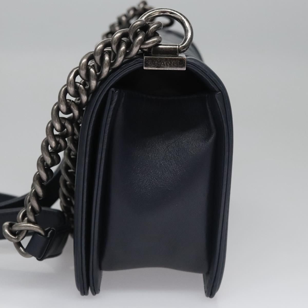 Chanel Boy Navy Leather Shoulder Bag (Pre-Owned) Size ONE SIZE - 4 Thumbnail