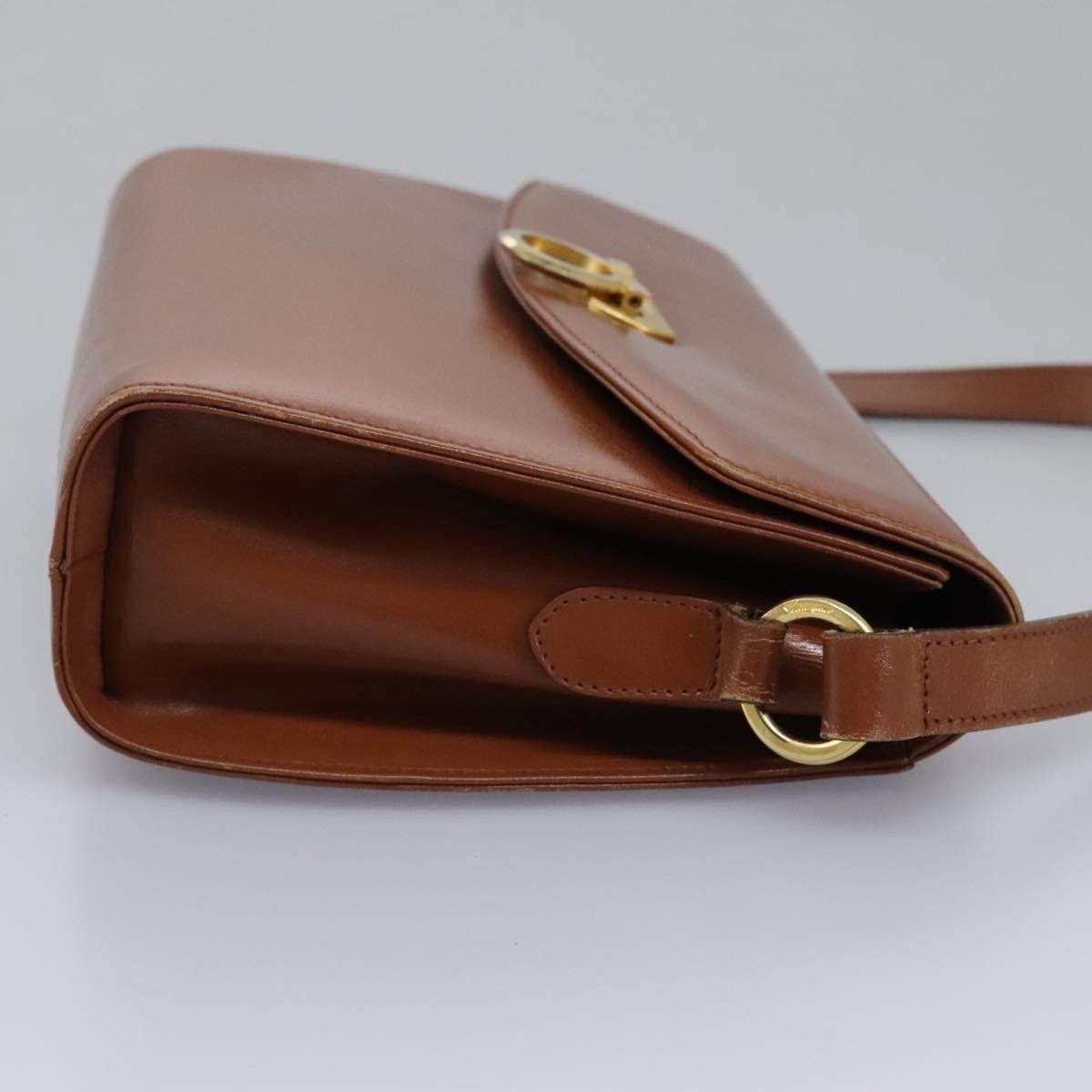 Salvatore Ferragamo Gancini Brown Leather Shoulder Bag (Pre-Owned) Size ONE SIZE - 3 Thumbnail