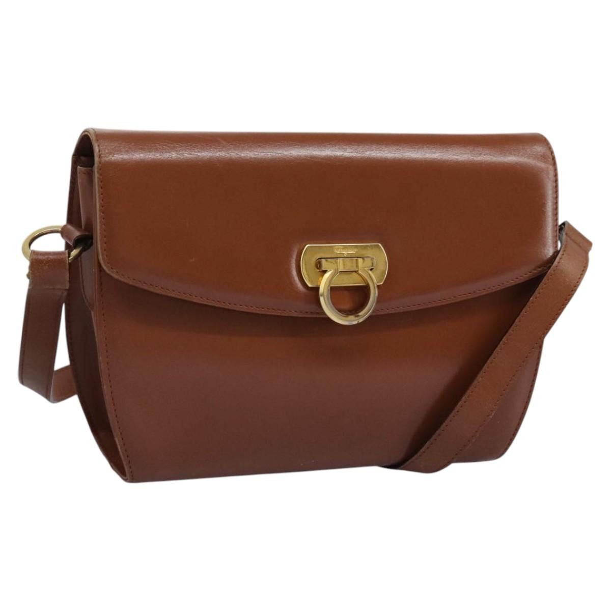 Salvatore Ferragamo Gancini Brown Leather Shoulder Bag (Pre-Owned) Size ONE SIZE - 20 Thumbnail