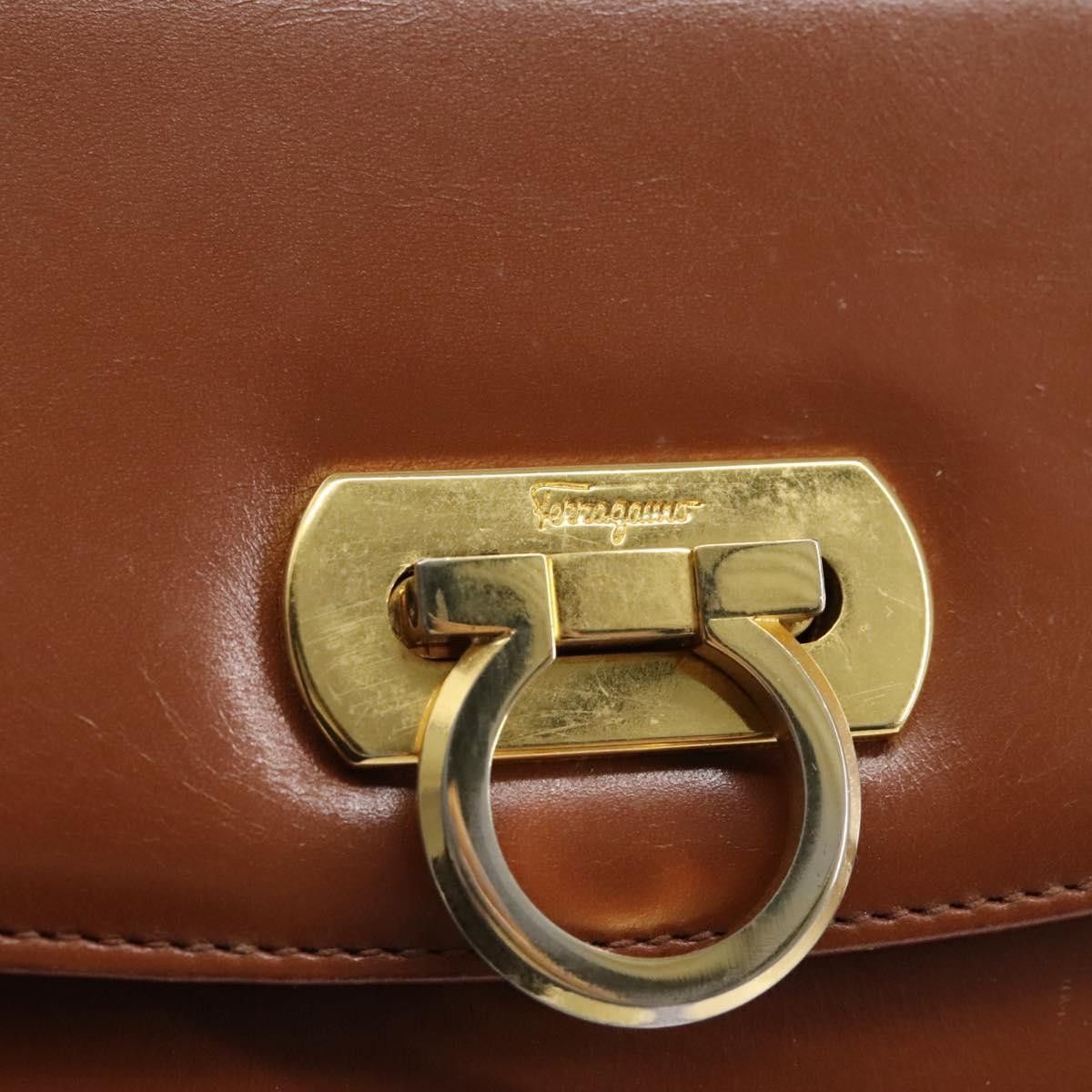 Salvatore Ferragamo Gancini Brown Leather Shoulder Bag (Pre-Owned) Size ONE SIZE - 14 Thumbnail