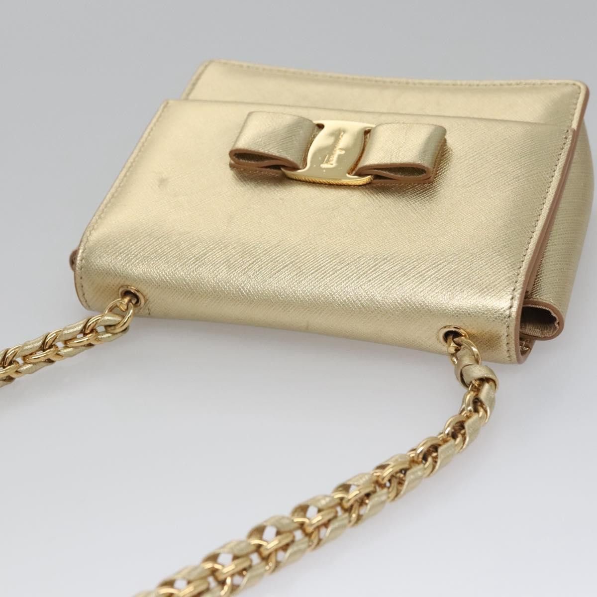 Salvatore Ferragamo Vara Gold Leather Shoulder Bag (Pre-Owned) Size ONE SIZE - 6 Thumbnail