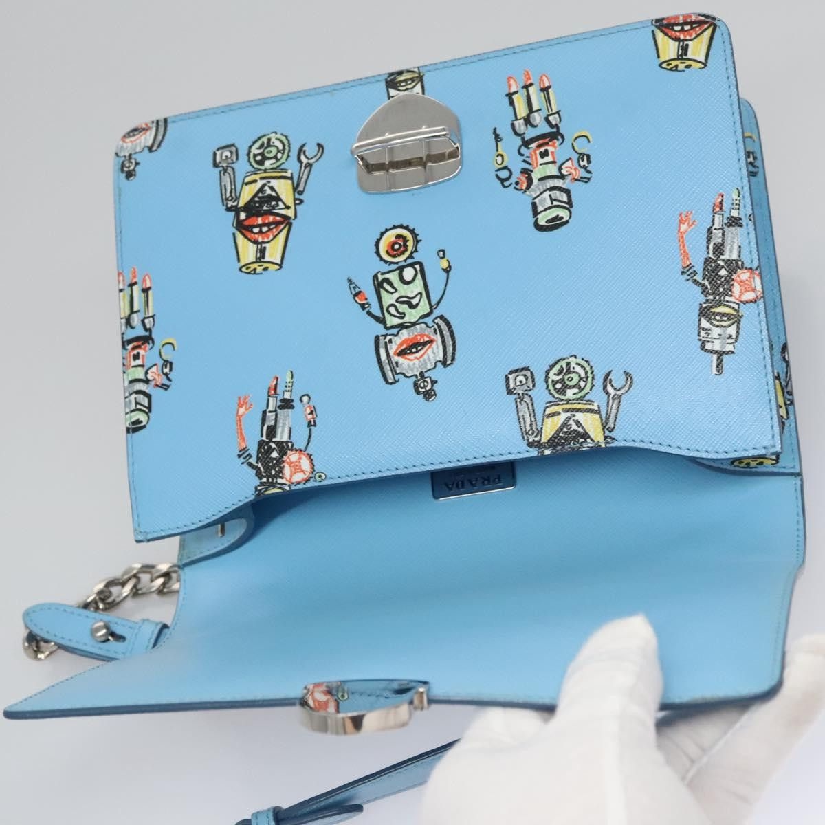 Prada Robot Blue Leather Shoulder Bag (Pre-Owned) Size ONE SIZE - 14 Thumbnail
