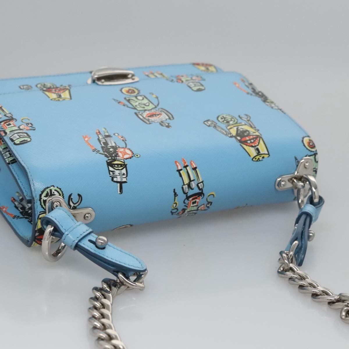 Prada Robot Blue Leather Shoulder Bag (Pre-Owned) Size ONE SIZE - 5 Thumbnail