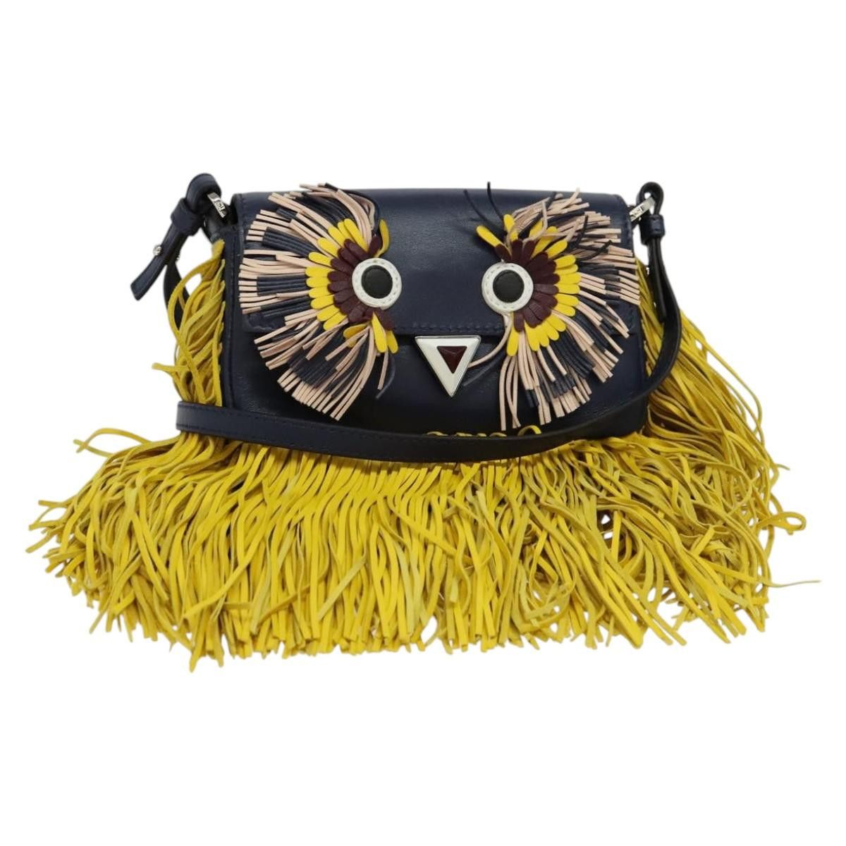 Fendi Monster Navy Leather Shoulder Bag (Pre-Owned) Size ONE SIZE - 3 Thumbnail