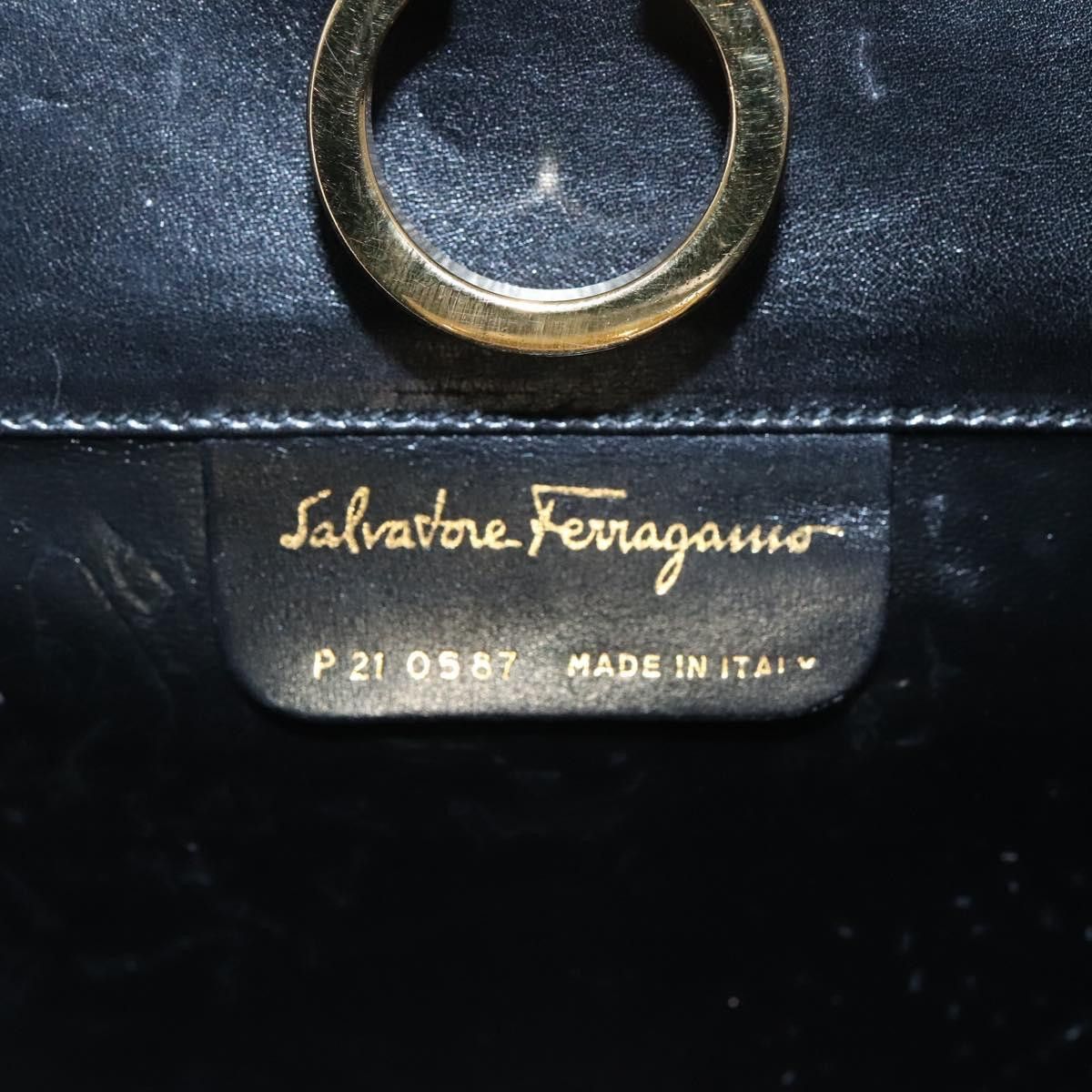 Salvatore Ferragamo Gancini Black Leather Shoulder Bag (Pre-Owned) Size ONE SIZE - 14 Thumbnail