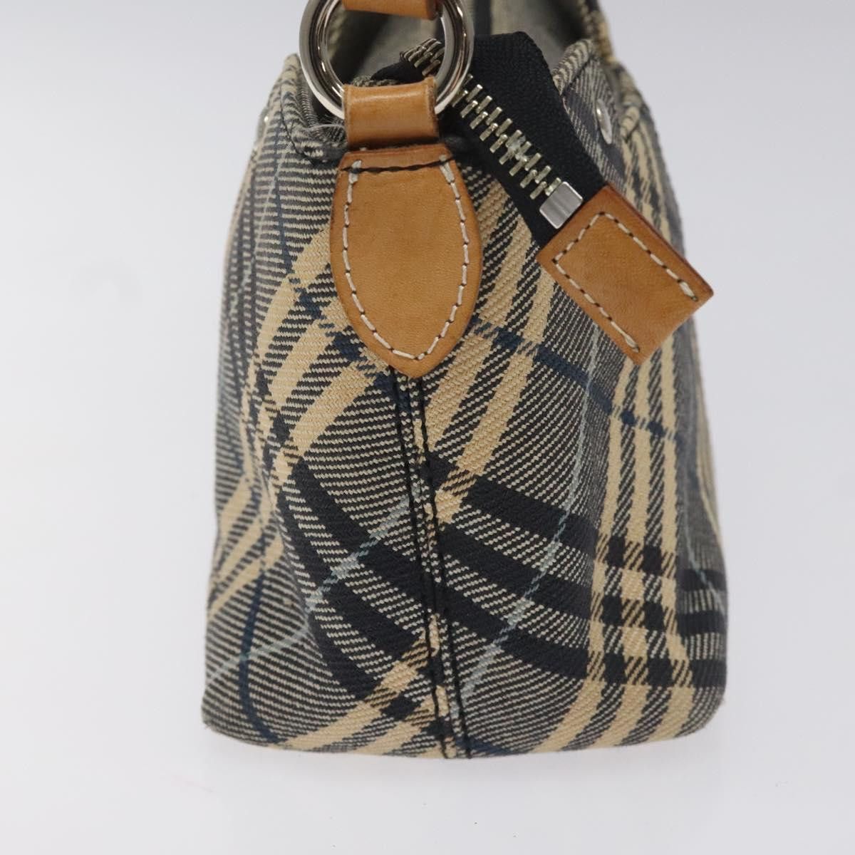 Nova Check Blue Canvas Shoulder Bag (Pre-Owned)