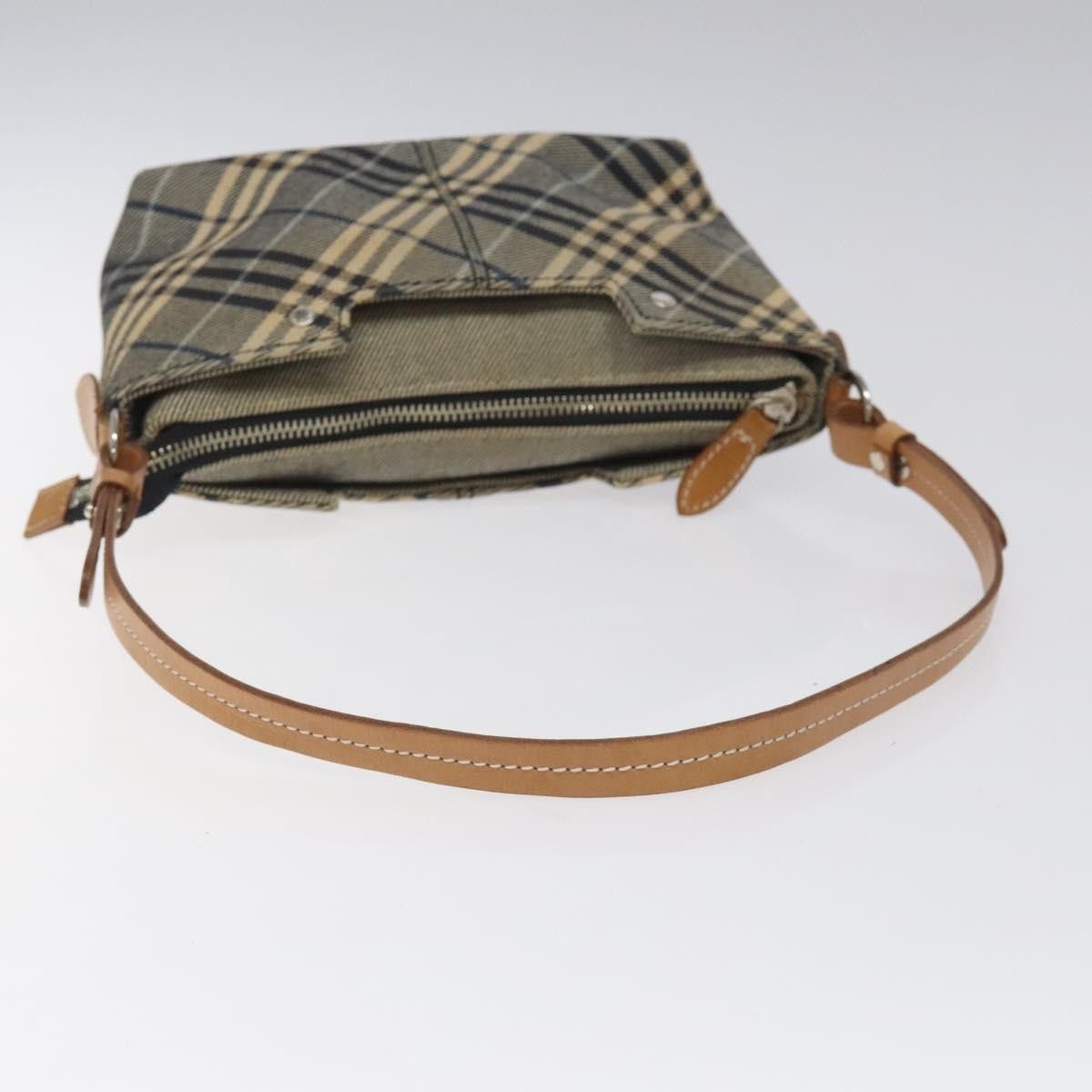 Nova Check Blue Canvas Shoulder Bag (Pre-Owned)