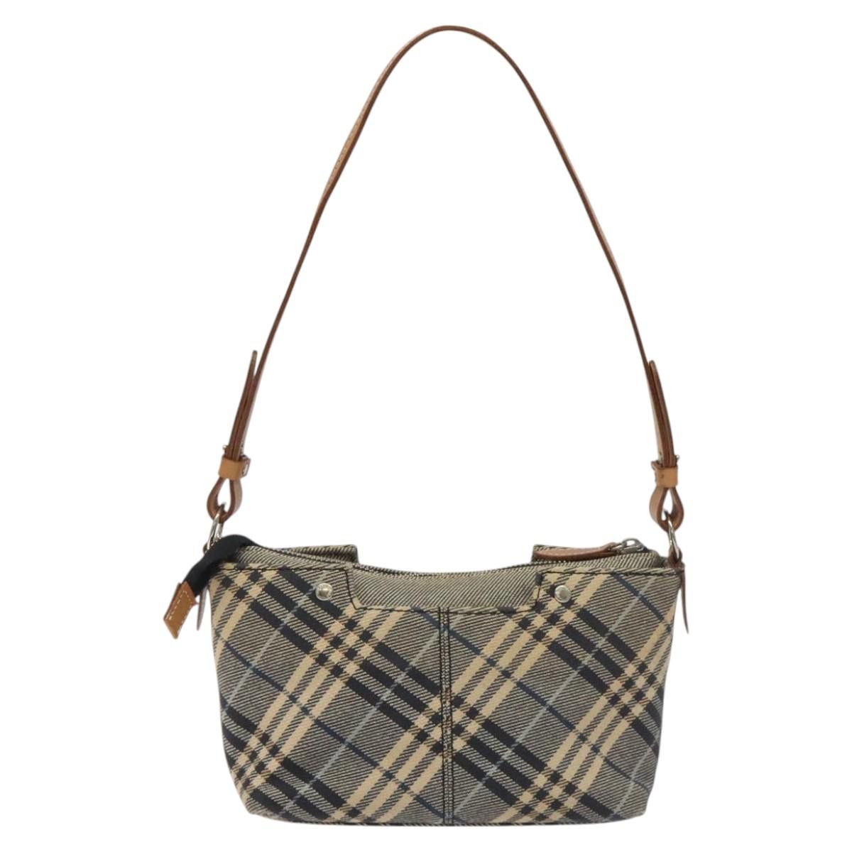 Nova Check Blue Canvas Shoulder Bag (Pre-Owned)