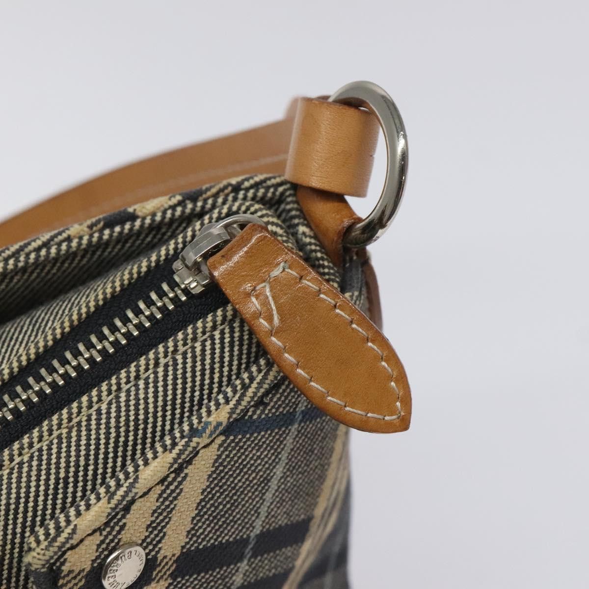 Nova Check Blue Canvas Shoulder Bag (Pre-Owned)