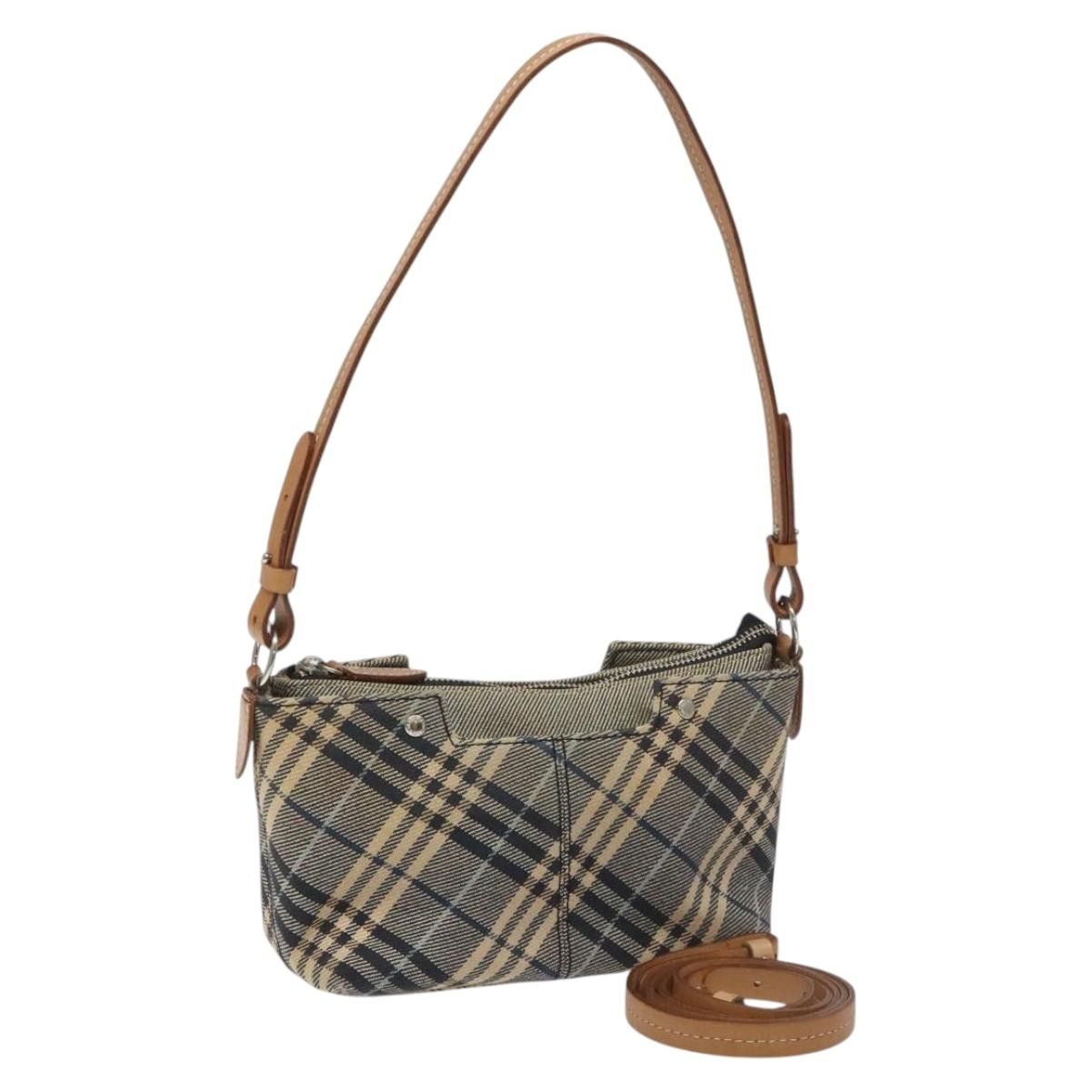 Nova Check Blue Canvas Shoulder Bag (Pre-Owned)