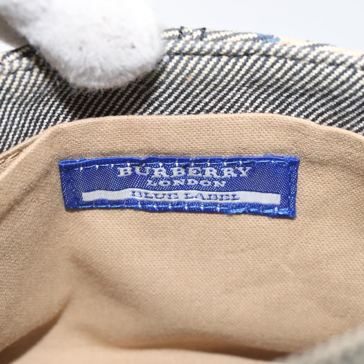 Nova Check Blue Canvas Shoulder Bag (Pre-Owned)