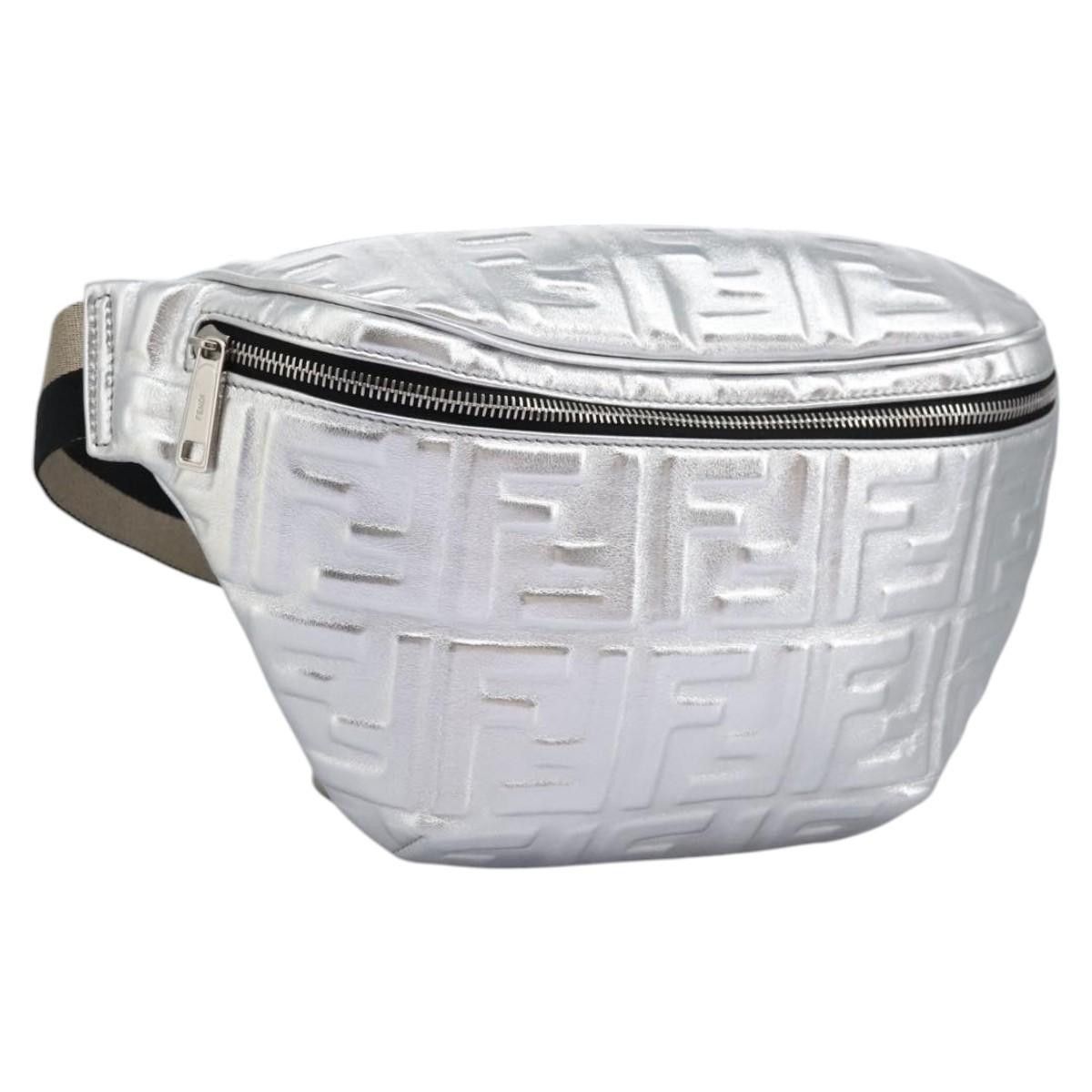 Fendi Ff Silver Leather Clutch Bag (Pre-Owned) Size ONE SIZE - 3 Thumbnail