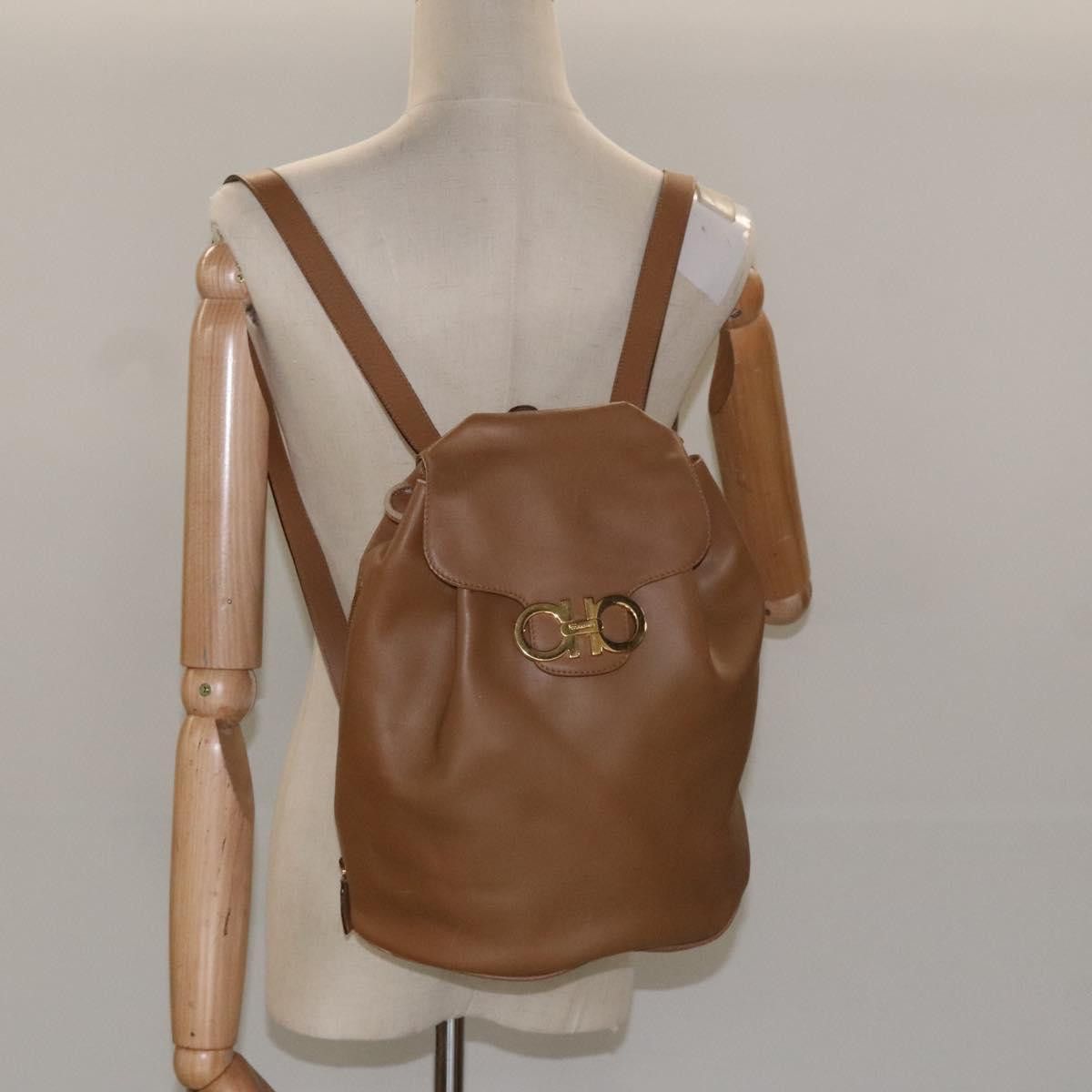 Salvatore Ferragamo Gancini Brown Leather Backpack Bag (Pre-Owned) Size ONE SIZE - 16 Thumbnail