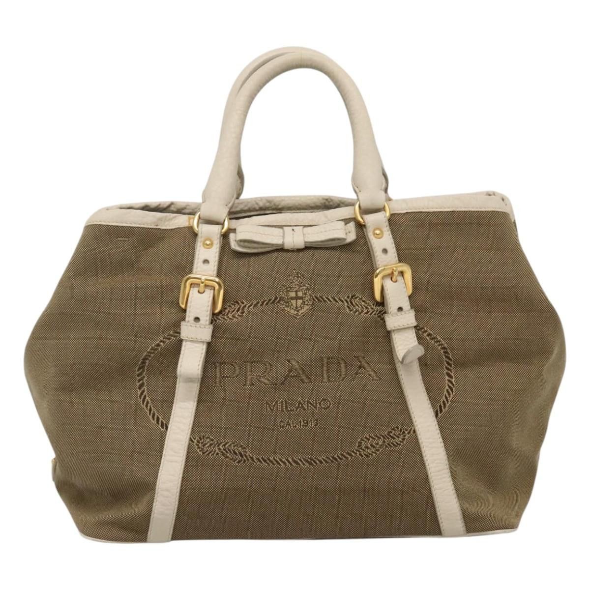 Prada Canapa Beige Canvas Handbag (Pre-Owned) Size ONE SIZE - 18 Thumbnail