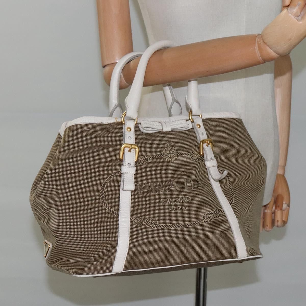 Prada Canapa Beige Canvas Handbag (Pre-Owned) Size ONE SIZE - 17 Thumbnail