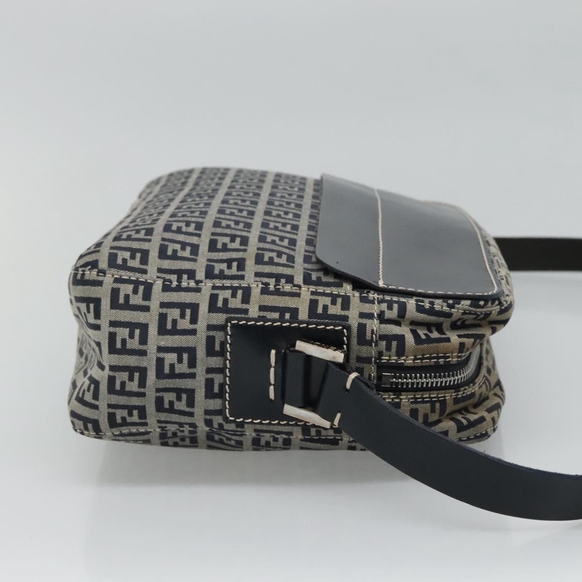 Fendi Zucchino Navy Canvas Shoulder Bag (Pre-Owned) Size ONE SIZE - 4 Thumbnail
