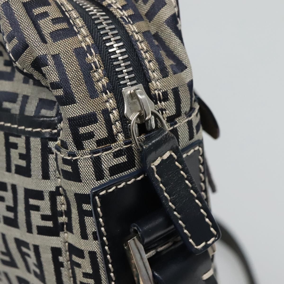 Fendi Zucchino Navy Canvas Shoulder Bag (Pre-Owned) Size ONE SIZE - 13 Thumbnail