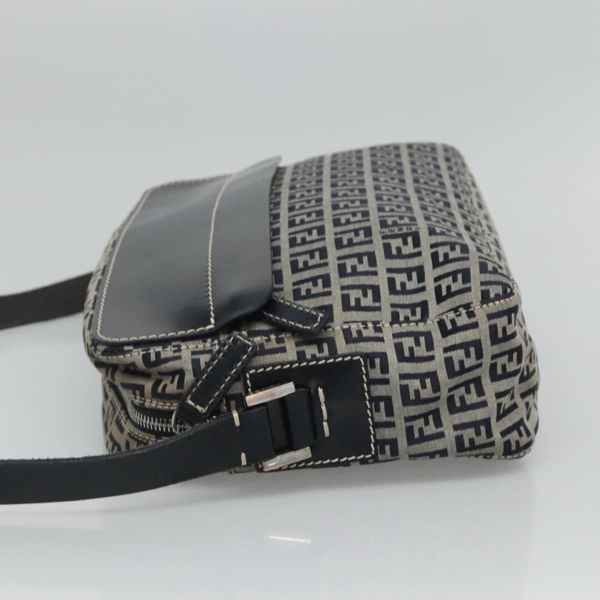 Fendi Zucchino Navy Canvas Shoulder Bag (Pre-Owned) Size ONE SIZE - 3 Thumbnail