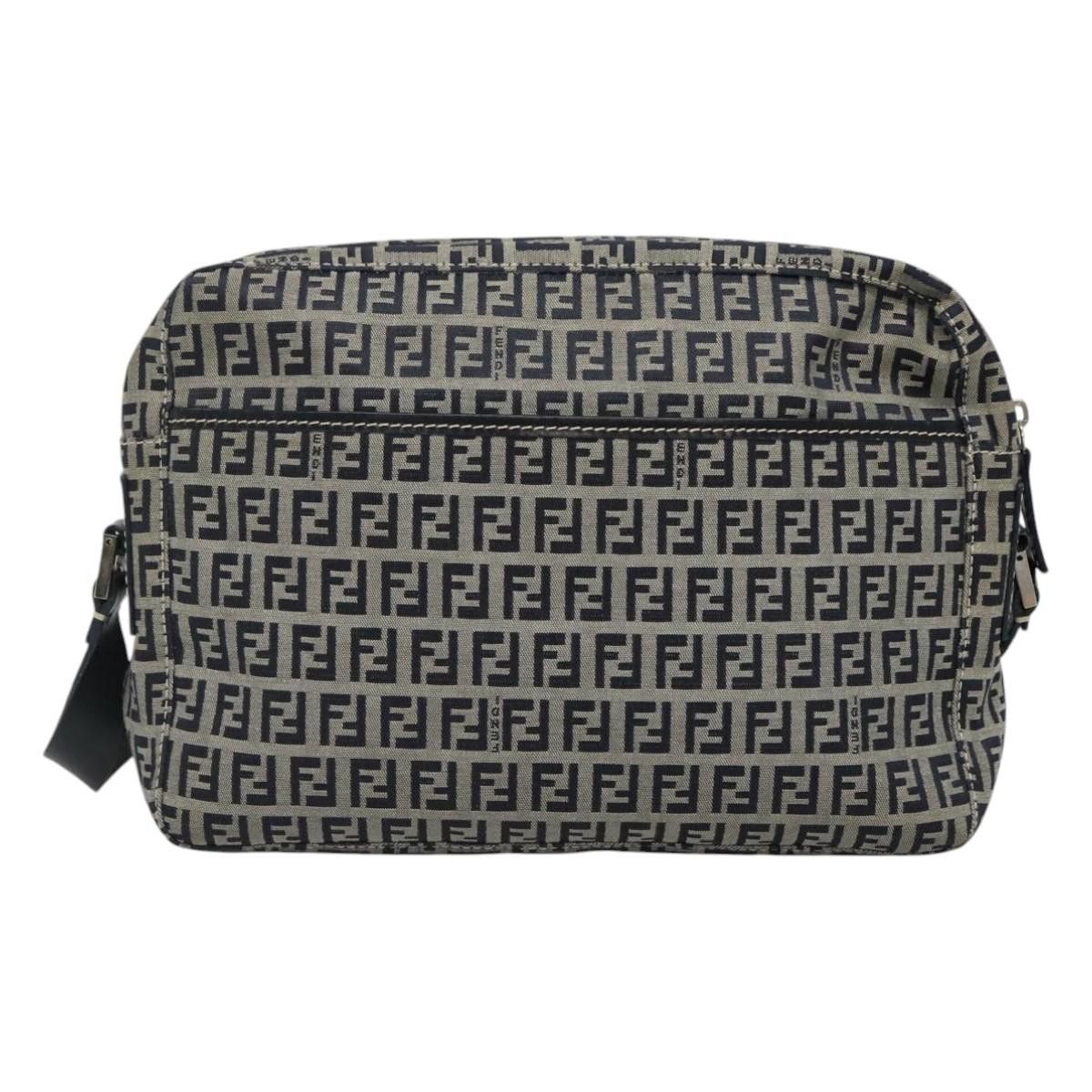 Fendi Zucchino Navy Canvas Shoulder Bag (Pre-Owned) Size ONE SIZE - 2 Thumbnail