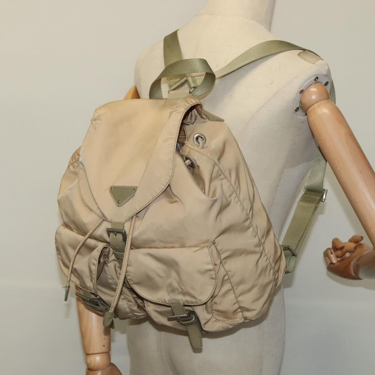 Prada Tessuto Beige Synthetic Backpack Bag (Pre-Owned) Size ONE SIZE - 13 Thumbnail