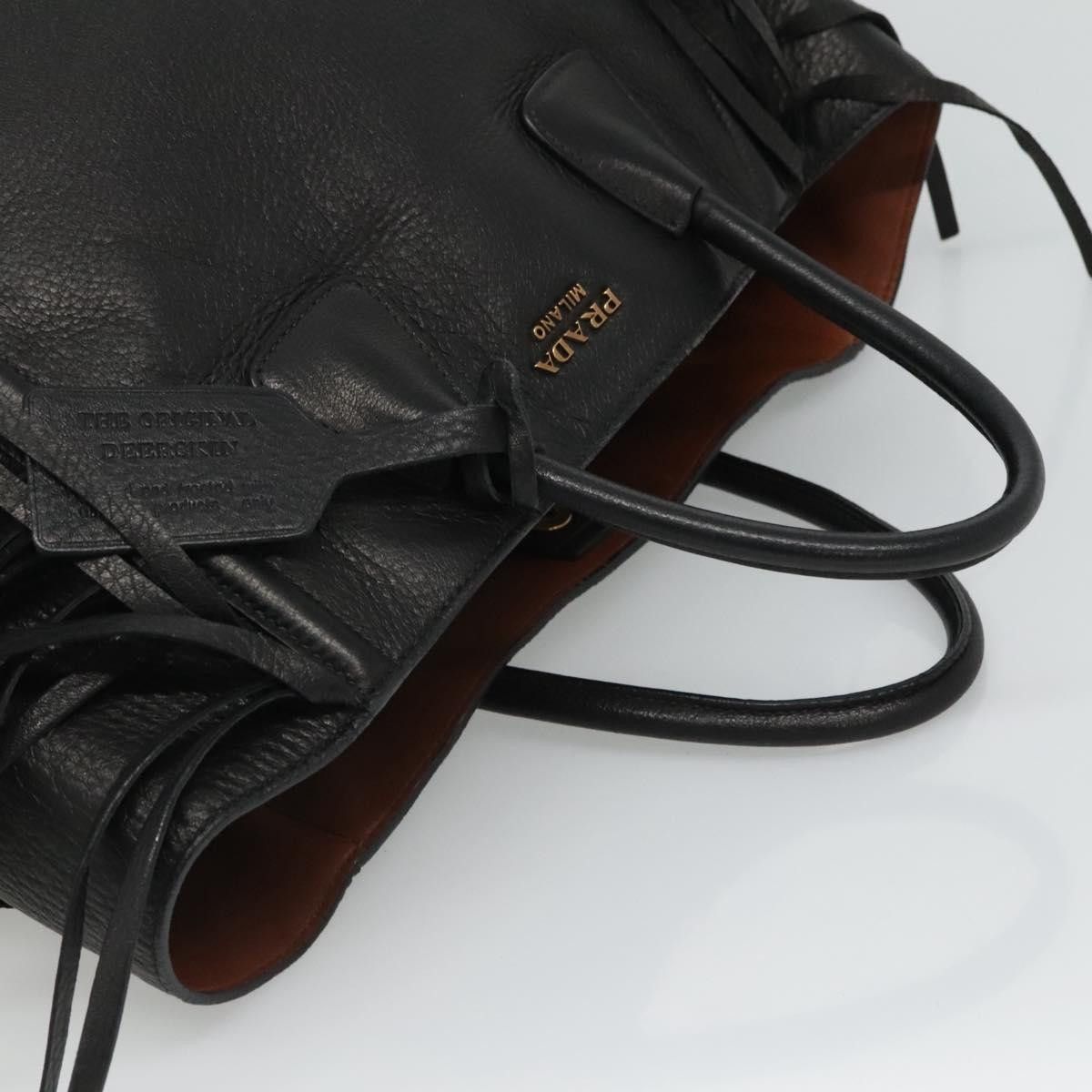 Prada Cervo Black Leather Handbag (Pre-Owned) Size ONE SIZE - 5 Thumbnail