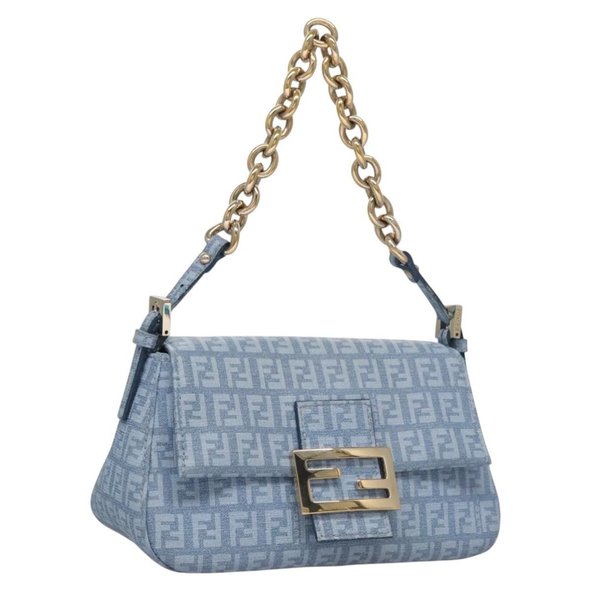 Fendi Baguette Blue Canvas Shoulder Bag (Pre-Owned) Size ONE SIZE - 20 Thumbnail