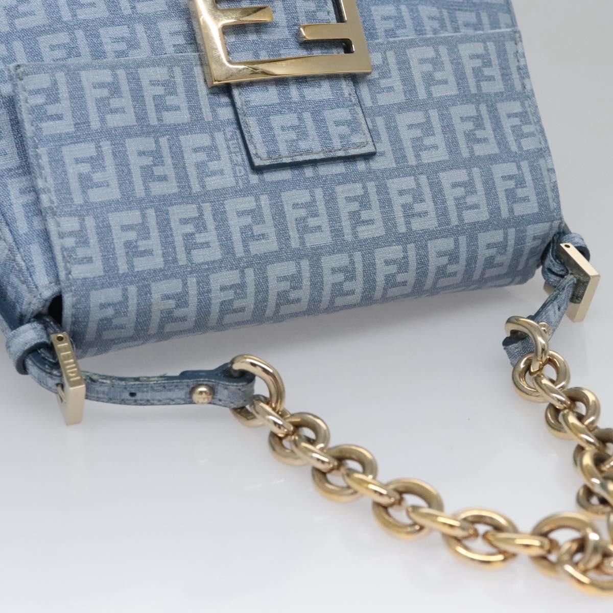 Fendi Baguette Blue Canvas Shoulder Bag (Pre-Owned) Size ONE SIZE - 5 Thumbnail