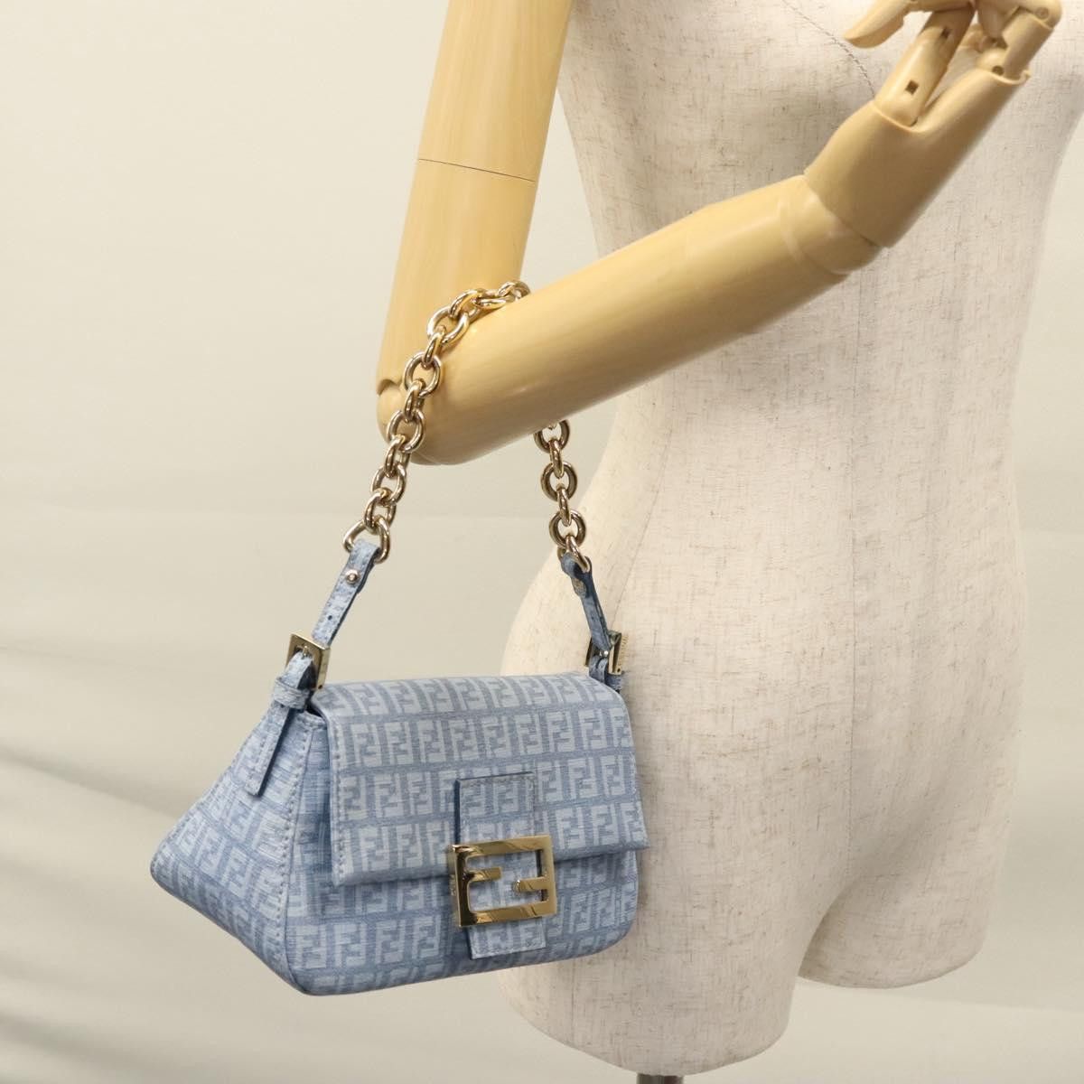 Fendi Baguette Blue Canvas Shoulder Bag (Pre-Owned) Size ONE SIZE - 17 Thumbnail
