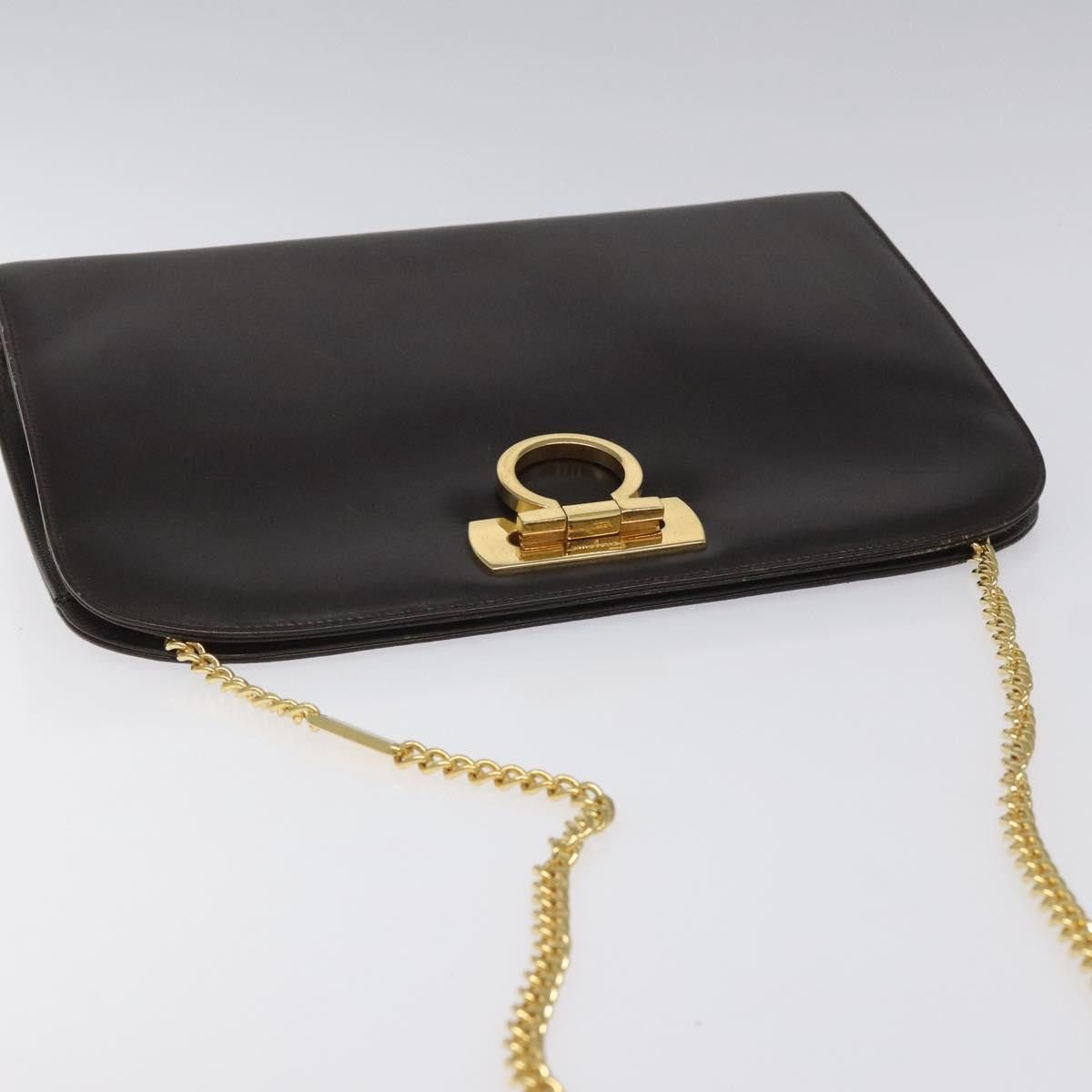 Salvatore Ferragamo Gancini Black Leather Shoulder Bag (Pre-Owned) Size ONE SIZE - 14 Thumbnail