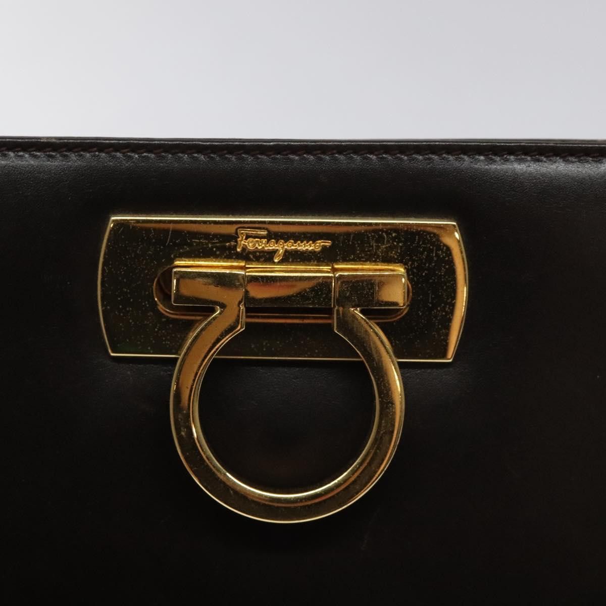 Salvatore Ferragamo Gancini Black Leather Shoulder Bag (Pre-Owned) Size ONE SIZE - 9 Thumbnail