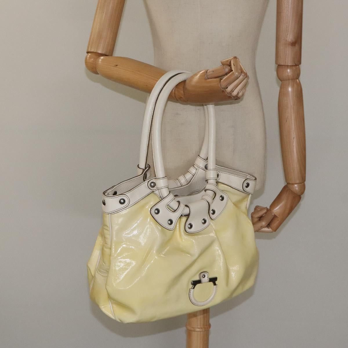 Salvatore Ferragamo Gancini Yellow Patent Leather Shoulder Bag (Pre-Owned) Size ONE SIZE - 17 Thumbnail