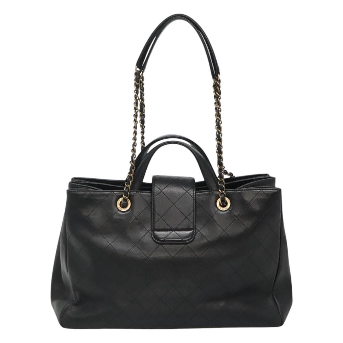 Chanel Matelasse 2Way Chain Shoulder Bag Black Leather Handbag Size ONE SIZE - 2 Thumbnail
