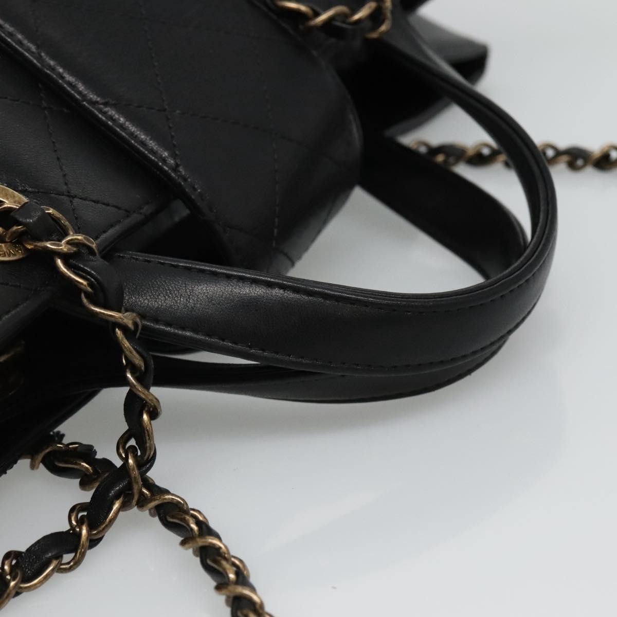 Chanel Matelasse 2Way Chain Shoulder Bag Black Leather Handbag Size ONE SIZE - 9 Thumbnail