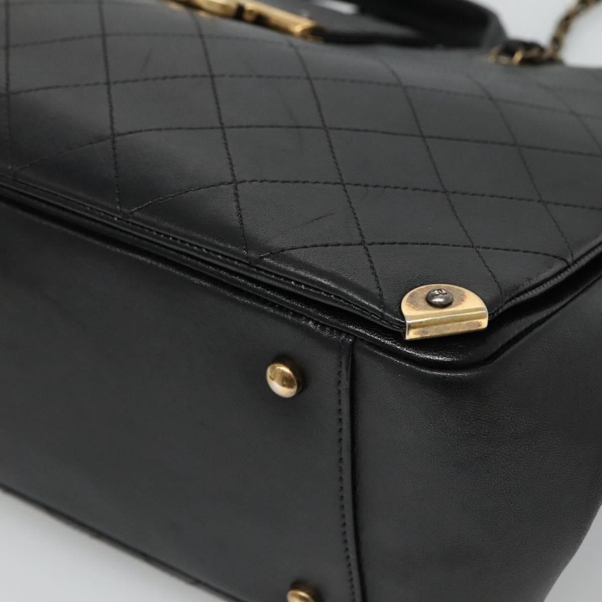 Chanel Matelasse 2Way Chain Shoulder Bag Black Leather Handbag Size ONE SIZE - 12 Thumbnail