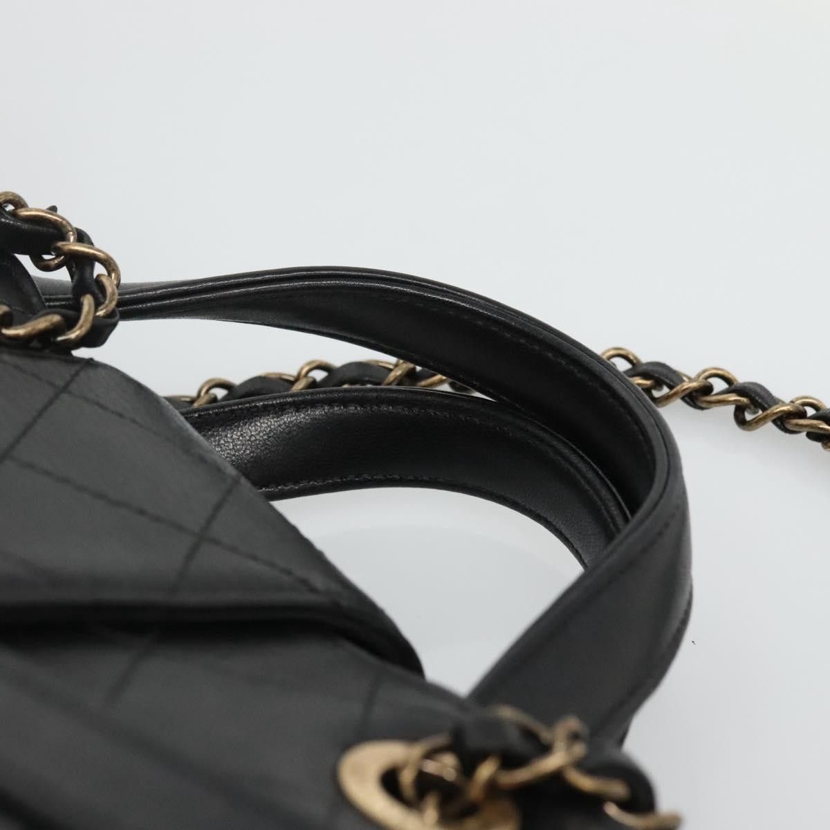 Chanel Matelasse 2Way Chain Shoulder Bag Black Leather Handbag Size ONE SIZE - 7 Thumbnail
