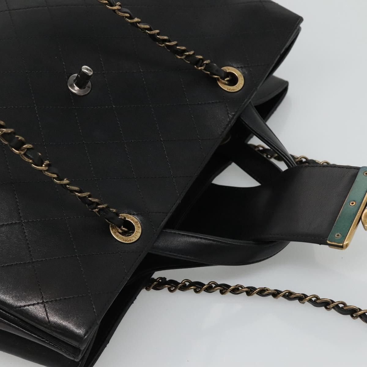 Chanel Matelasse 2Way Chain Shoulder Bag Black Leather Handbag Size ONE SIZE - 10 Thumbnail
