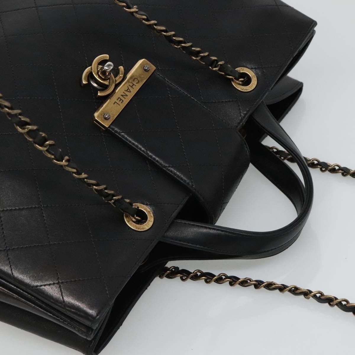 Chanel Matelasse 2Way Chain Shoulder Bag Black Leather Handbag Size ONE SIZE - 8 Thumbnail