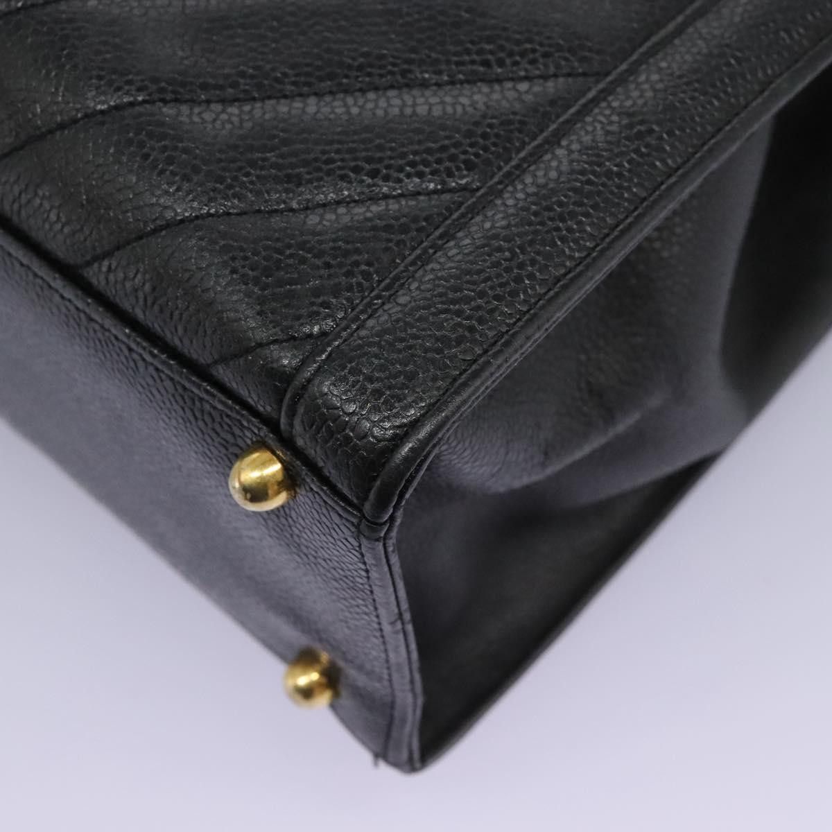 Chanel V-Stich Black Leather Handbag (Pre-Owned) Size ONE SIZE - 8 Thumbnail