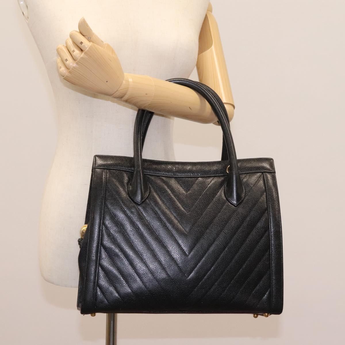 Chanel V-Stich Black Leather Handbag (Pre-Owned) Size ONE SIZE - 19 Thumbnail