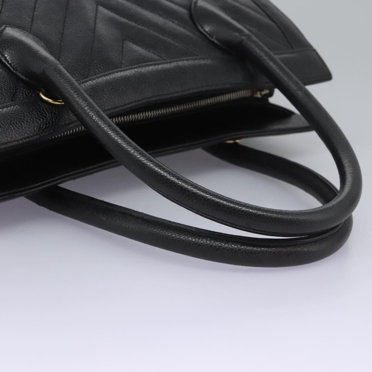 Chanel V-Stich Black Leather Handbag (Pre-Owned) Size ONE SIZE - 10 Thumbnail