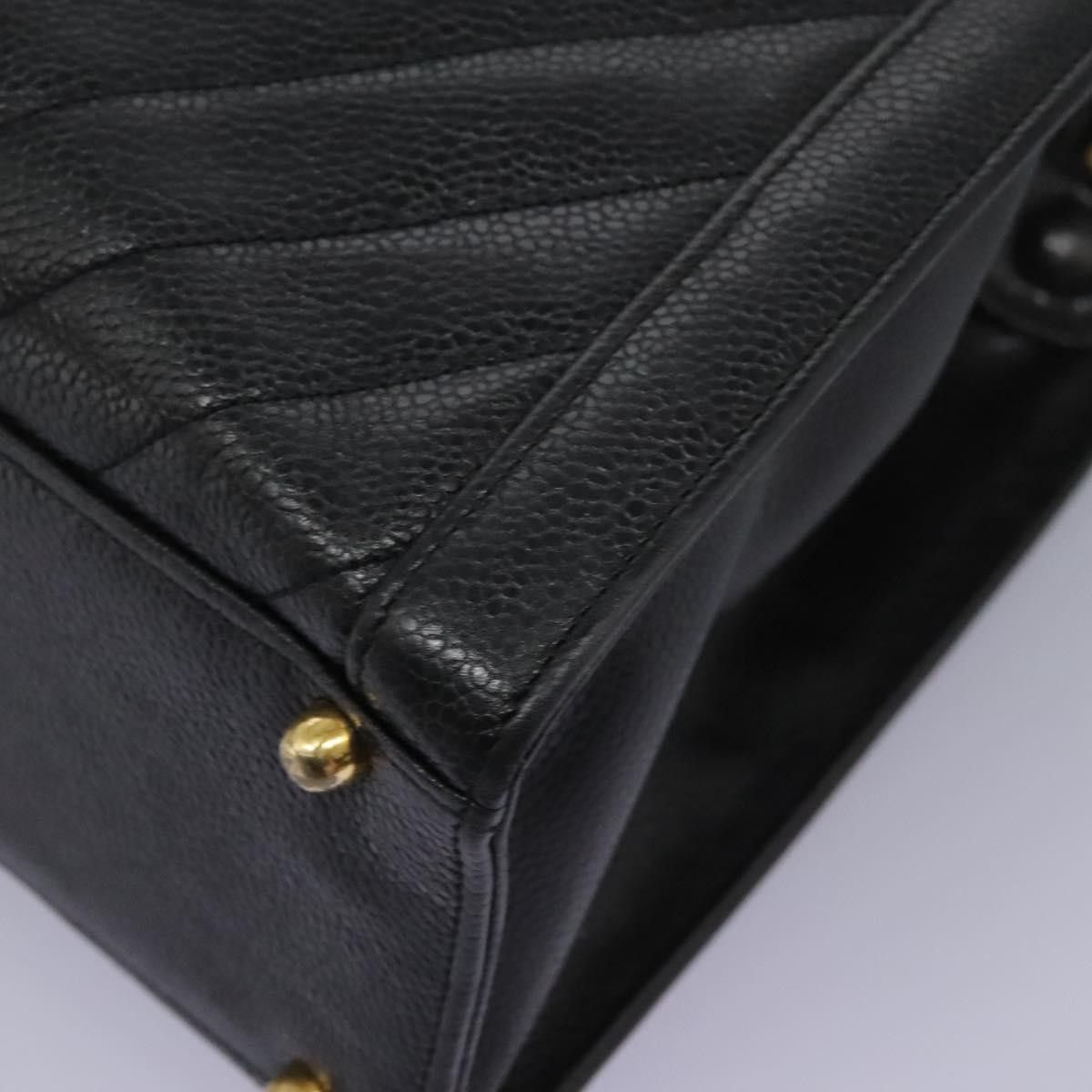 Chanel V-Stich Black Leather Handbag (Pre-Owned) Size ONE SIZE - 7 Thumbnail