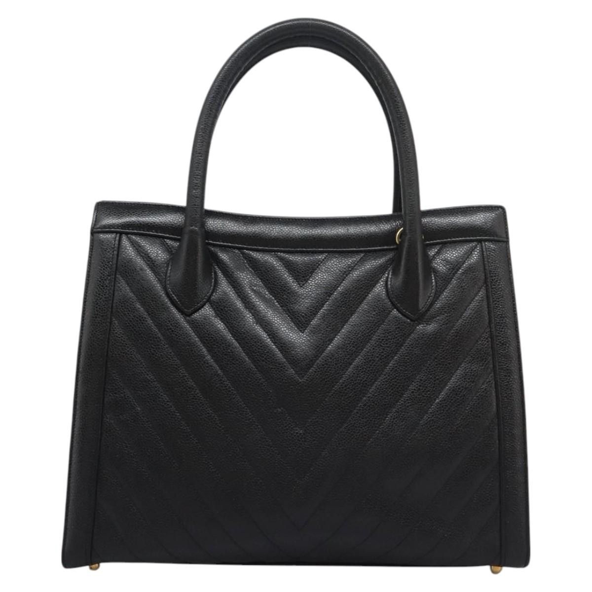 Chanel V-Stich Black Leather Handbag (Pre-Owned) Size ONE SIZE - 2 Thumbnail