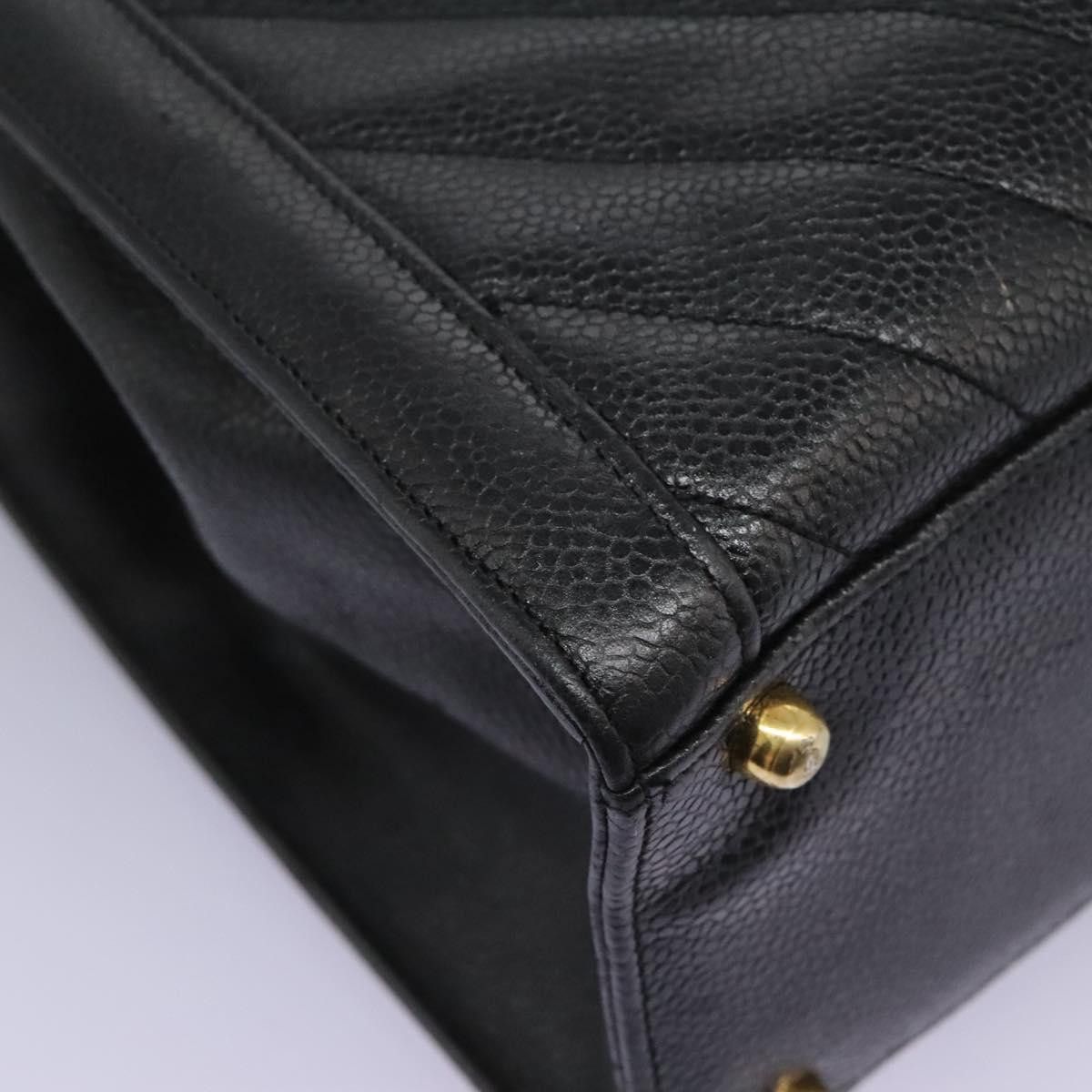 Chanel V-Stich Black Leather Handbag (Pre-Owned) Size ONE SIZE - 6 Thumbnail