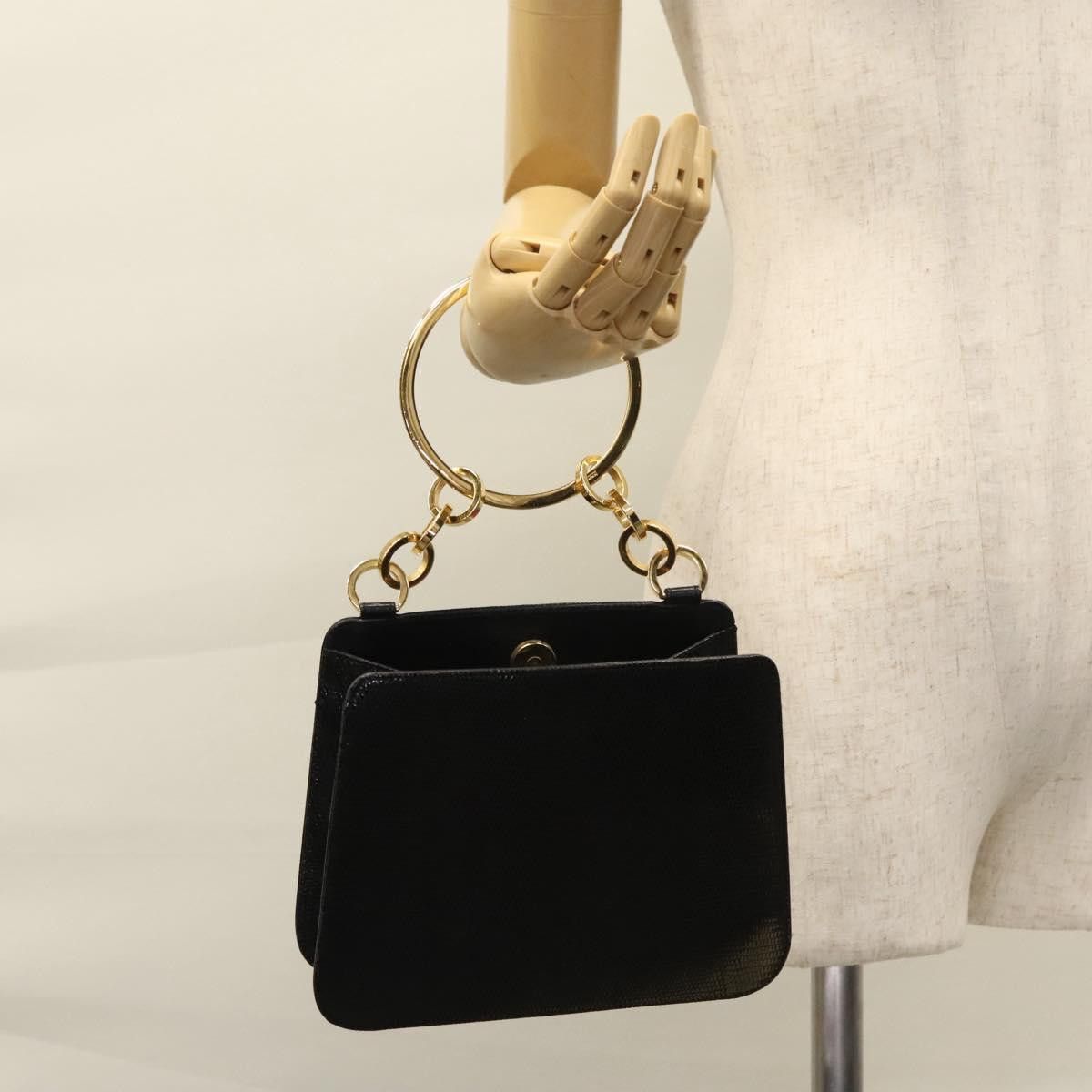 Salvatore Ferragamo Gancini Line Black Leather Handbag (Pre-Owned) Size ONE SIZE - 12 Thumbnail