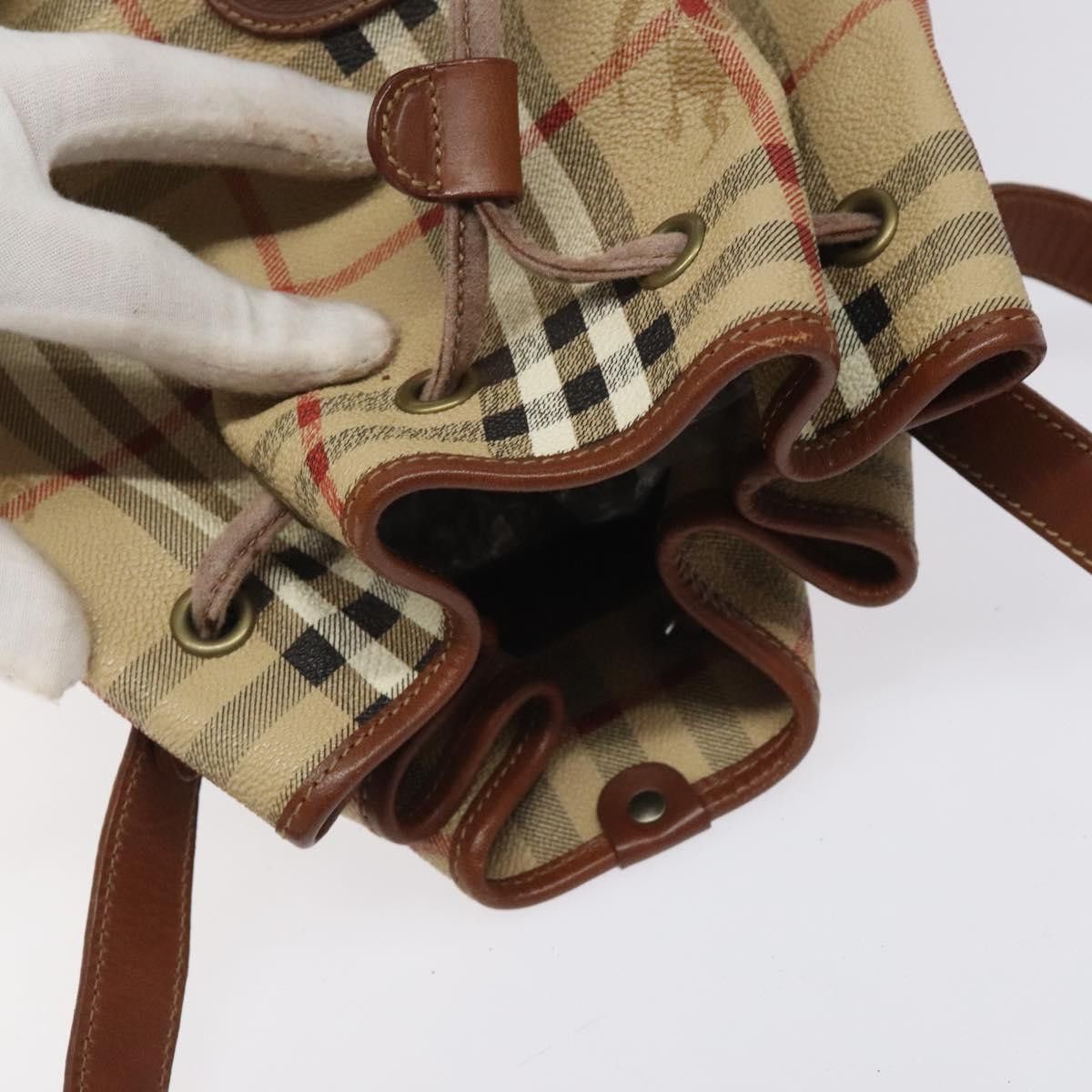 Burberry Nova Check Beige Canvas Shoulder Bag (Pre-Owned) Size ONE SIZE - 12 Thumbnail
