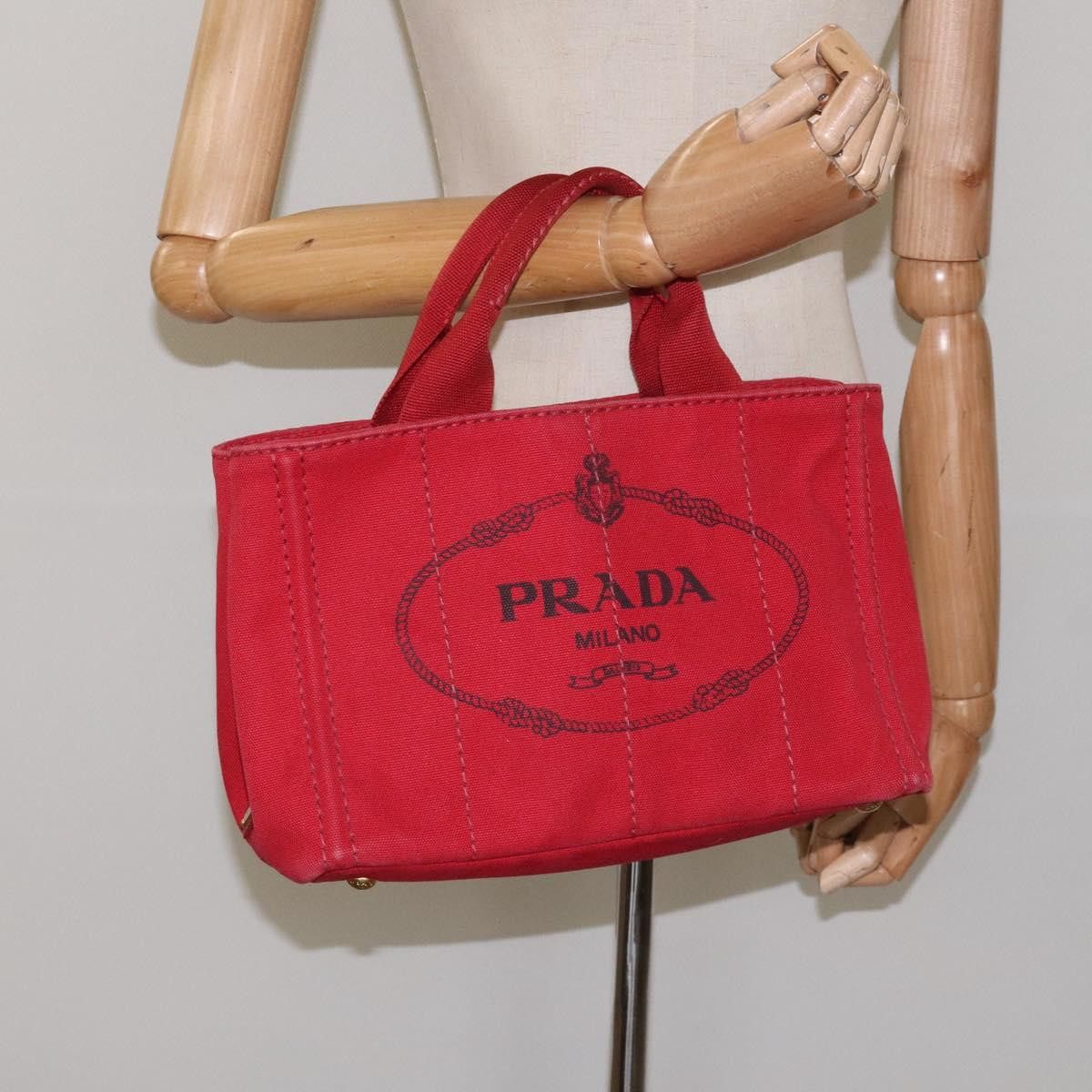 Prada Canapa Red Canvas Tote Bag (Pre-Owned) Size ONE SIZE - 16 Thumbnail