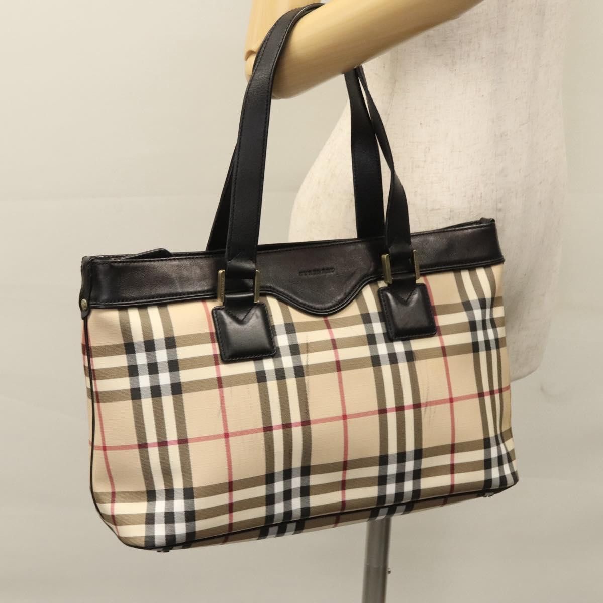 Burberry Nova Check Beige Canvas Tote Bag (Pre-Owned) Size ONE SIZE - 12 Thumbnail