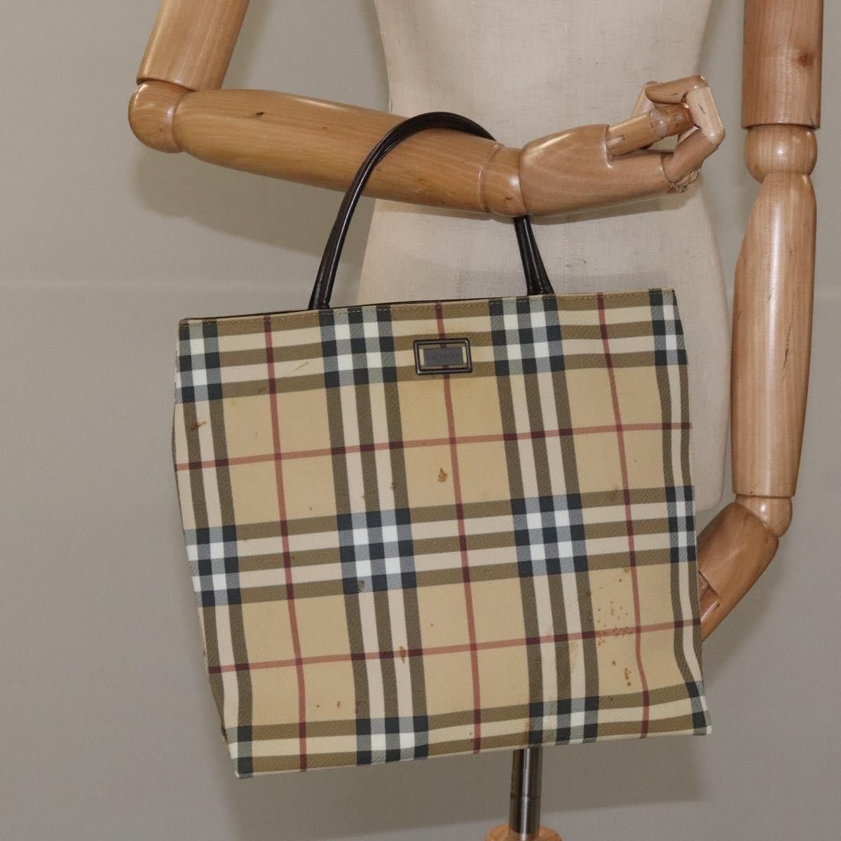 Burberry Nova Check Beige Canvas Tote Bag (Pre-Owned) Size ONE SIZE - 11 Thumbnail