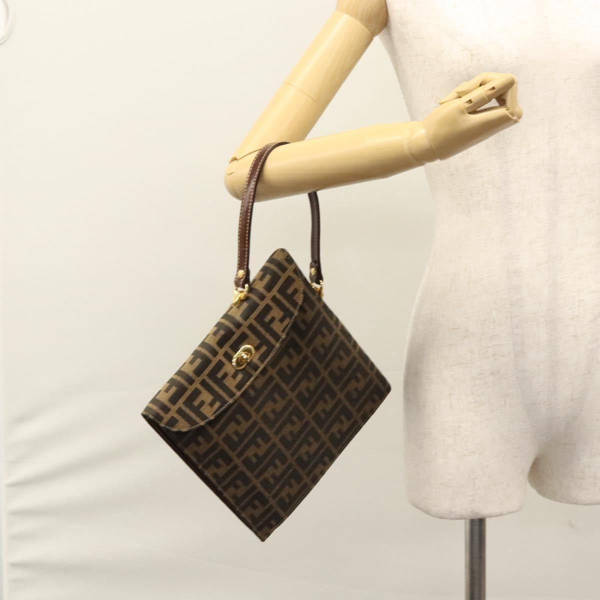 Fendi Zucchino Brown Canvas Handbag (Pre-Owned) Size ONE SIZE - 12 Thumbnail