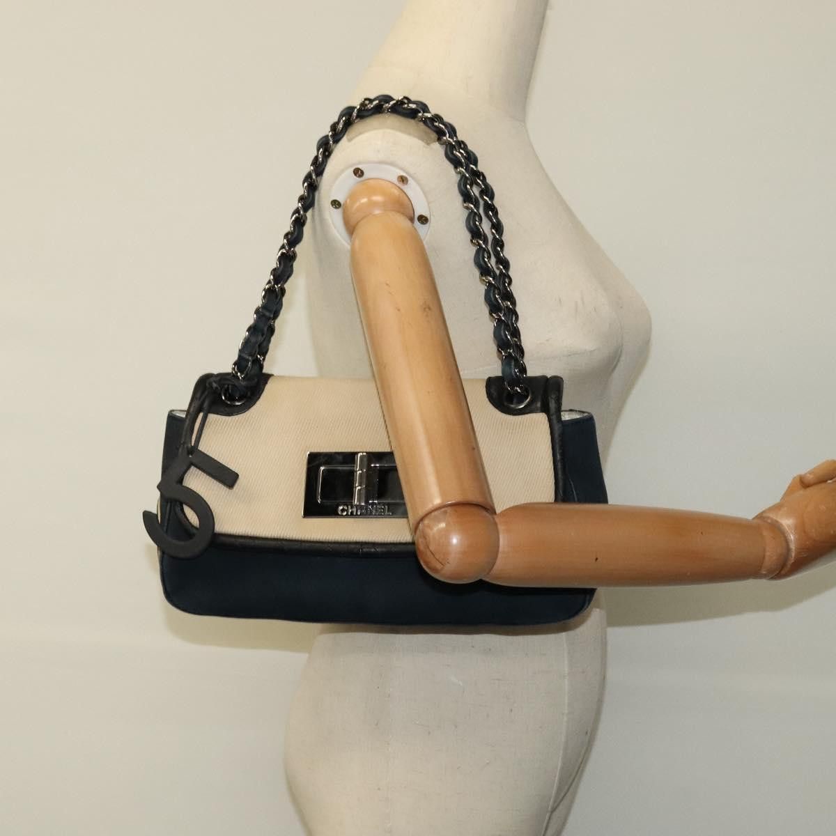 Chanel Navy Canvas Shoulder Bag (Pre-Owned) Size ONE SIZE - 12 Thumbnail